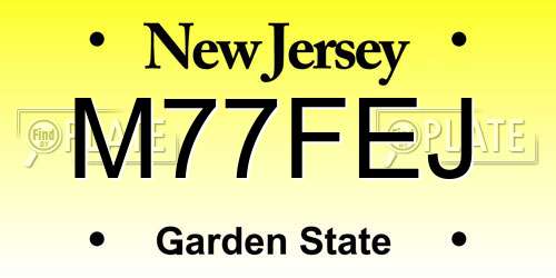 M77FEJ New Jersey License Plate