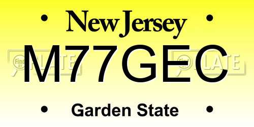 M77GEC New Jersey License Plate