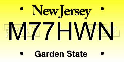 M77HWN New Jersey License Plate