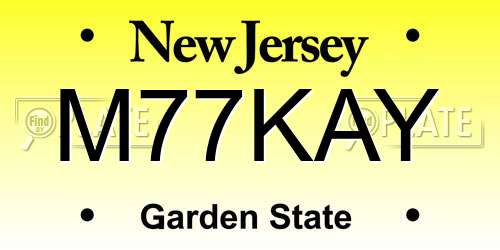 M77KAY New Jersey License Plate