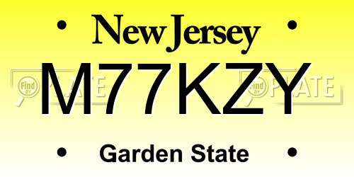 M77KZY New Jersey License Plate