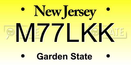 M77LKK New Jersey License Plate