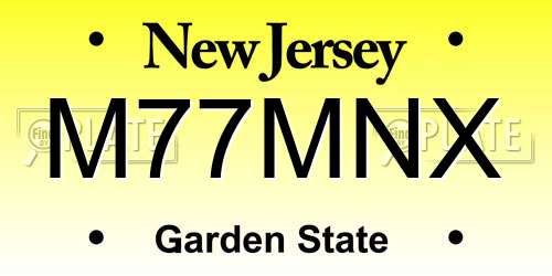 M77MNX New Jersey License Plate