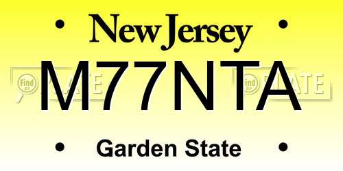 M77NTA New Jersey License Plate