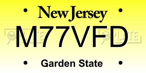 M77VFD New Jersey License Plate