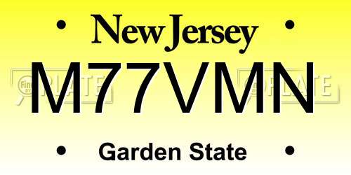 M77VMN New Jersey License Plate