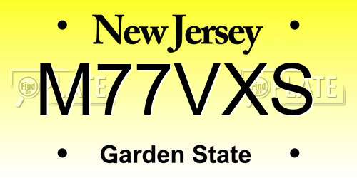 M77VXS New Jersey License Plate