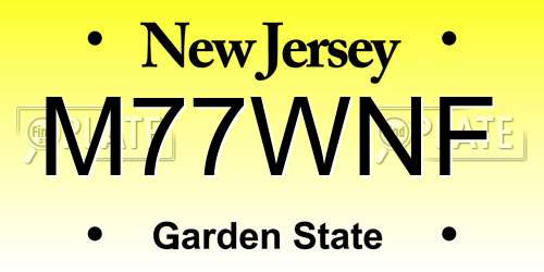 M77WNF New Jersey License Plate