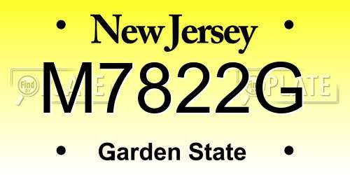 M7822G New Jersey License Plate