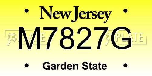 M7827G New Jersey License Plate