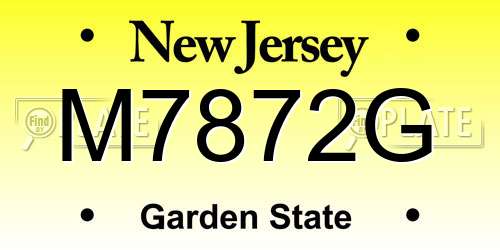M7872G New Jersey License Plate