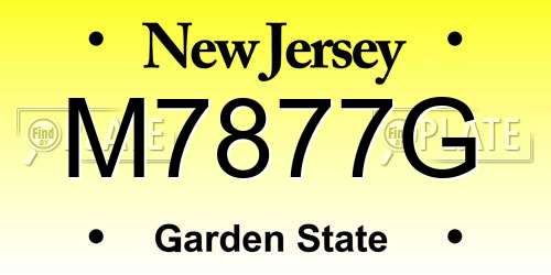 M7877G New Jersey License Plate
