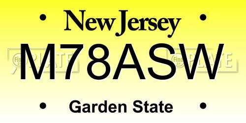 M78ASW New Jersey License Plate