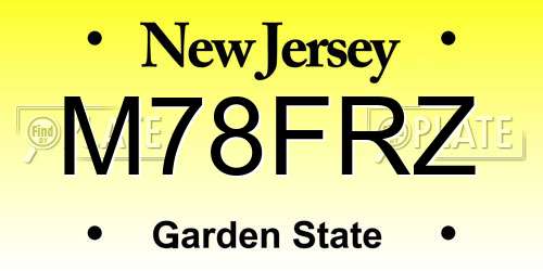 M78FRZ New Jersey License Plate