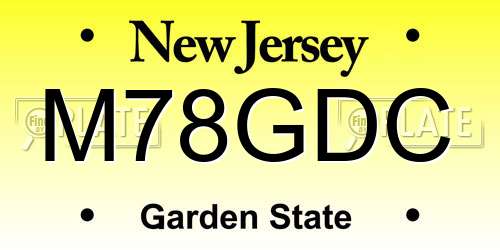 M78GDC New Jersey License Plate