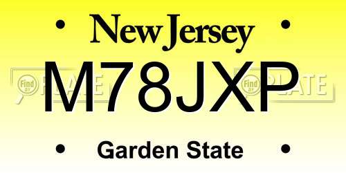M78JXP New Jersey License Plate