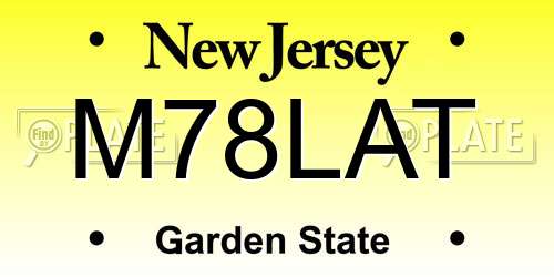 M78LAT New Jersey License Plate