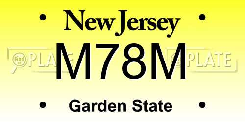M78M New Jersey License Plate