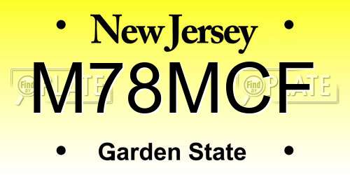 M78MCF New Jersey License Plate