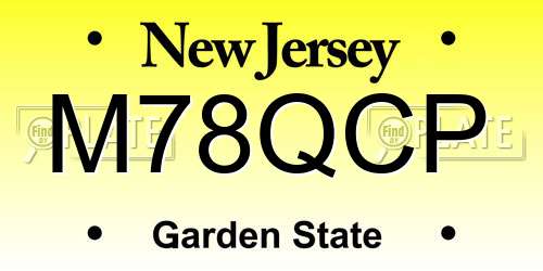 M78QCP New Jersey License Plate