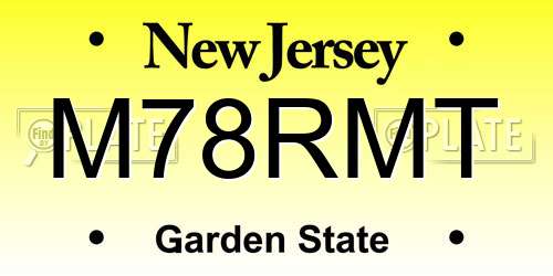 M78RMT New Jersey License Plate