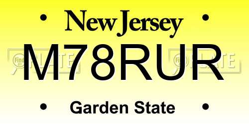 M78RUR New Jersey License Plate