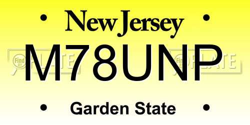 M78UNP New Jersey License Plate