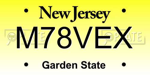 M78VEX New Jersey License Plate