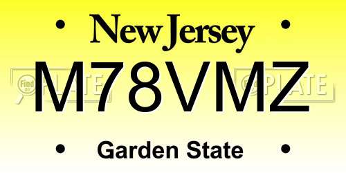 M78VMZ New Jersey License Plate