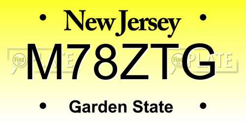 M78ZTG New Jersey License Plate