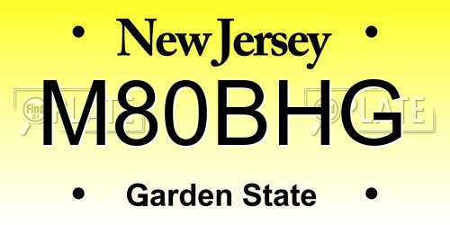 M80BHG New Jersey License Plate