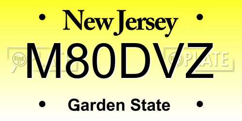 M80DVZ New Jersey License Plate