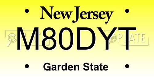 M80DYT New Jersey License Plate