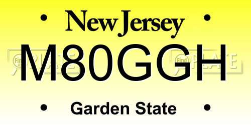 M80GGH New Jersey License Plate