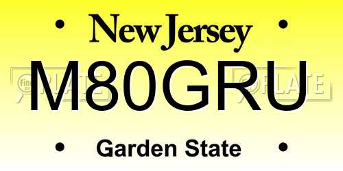M80GRU New Jersey License Plate
