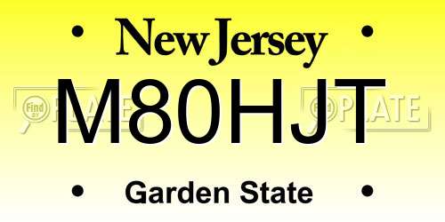 M80HJT New Jersey License Plate