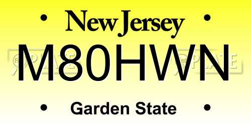 M80HWN New Jersey License Plate