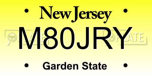 M80JRY New Jersey License Plate