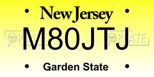 M80JTJ New Jersey License Plate
