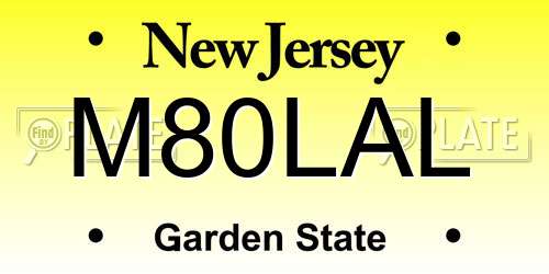 M80LAL New Jersey License Plate