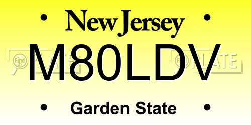 M80LDV New Jersey License Plate