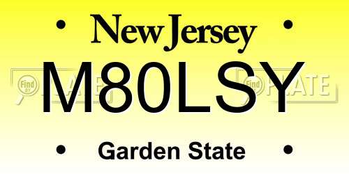 M80LSY New Jersey License Plate