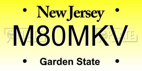 M80MKV New Jersey License Plate