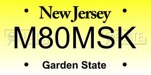 M80MSK New Jersey License Plate