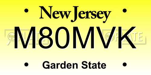 M80MVK New Jersey License Plate