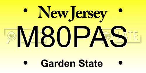 M80PAS New Jersey License Plate