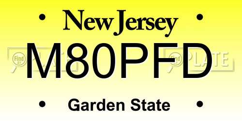 M80PFD New Jersey License Plate
