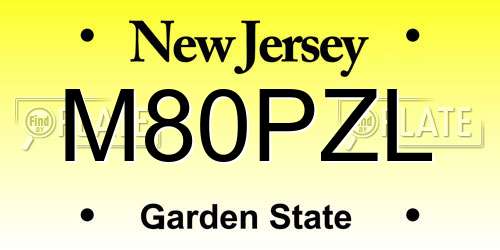 M80PZL New Jersey License Plate