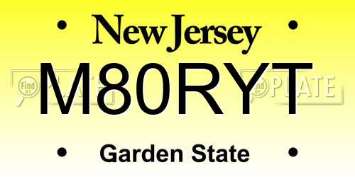 M80RYT New Jersey License Plate