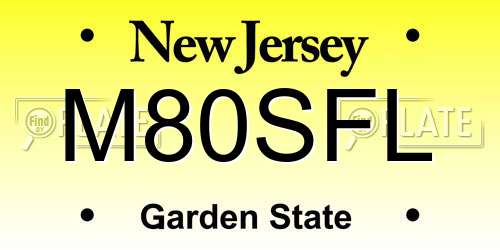M80SFL New Jersey License Plate